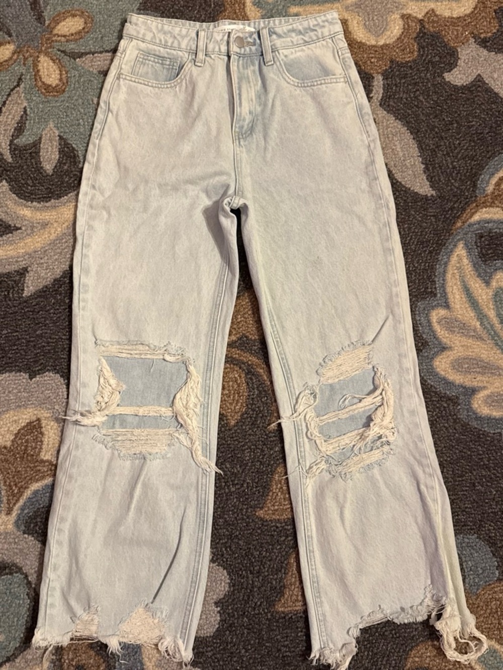 Altar'd State Light Blue Distressed Straight Leg Jeans